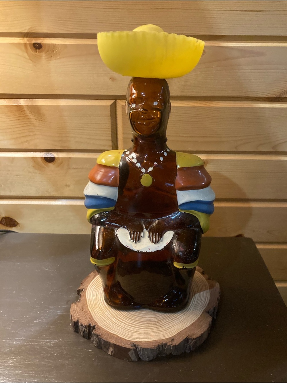 Vintage 1970s Angostura Old Oak Rum Bottle - "Limbo Drummer" Decanter Trinidad